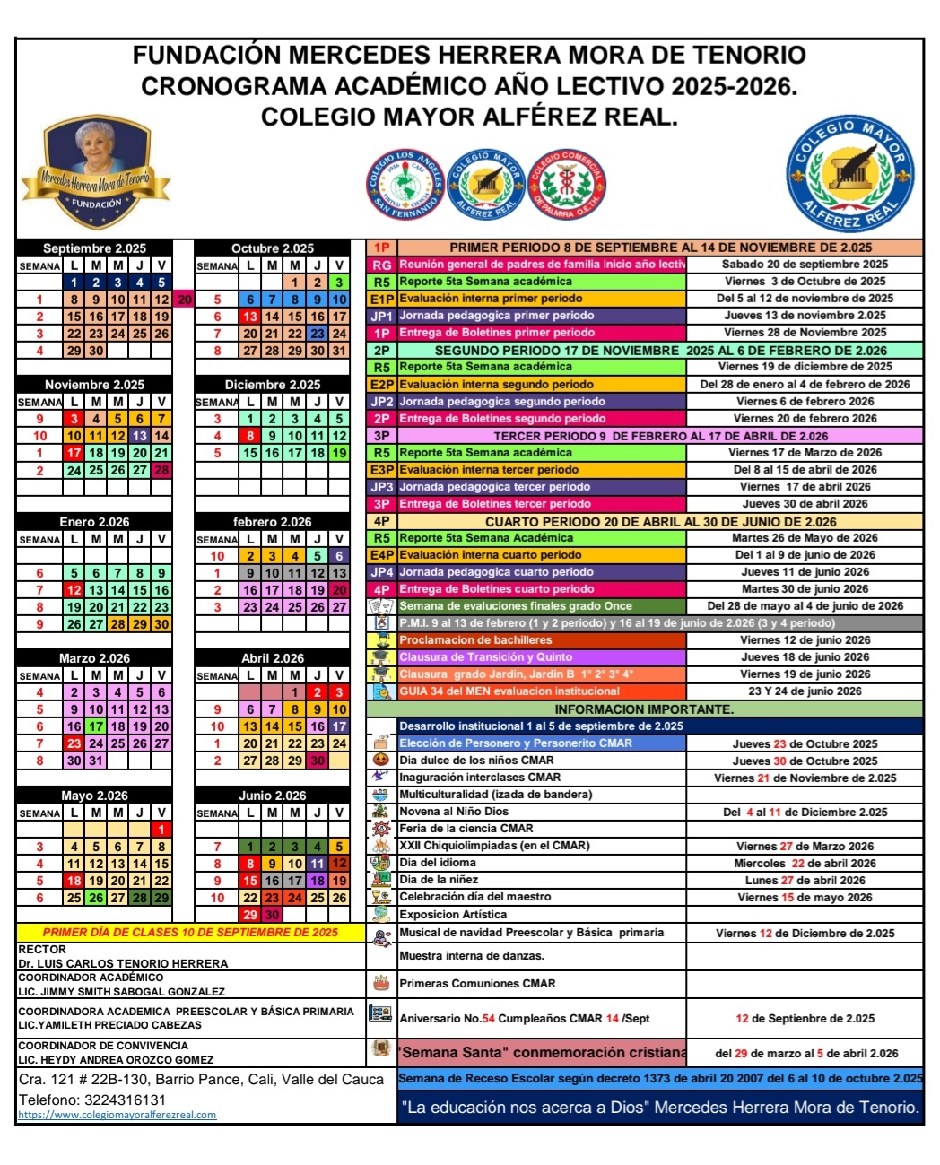 Cronograma de actividades CMAR 2025 - 2026
